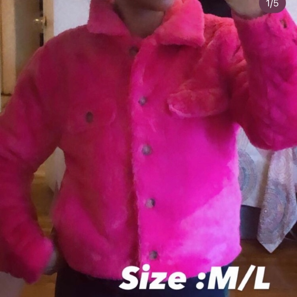 Pink faux fur jacket